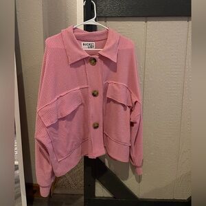BUCKETLIST Pink Ribbed Cardigan